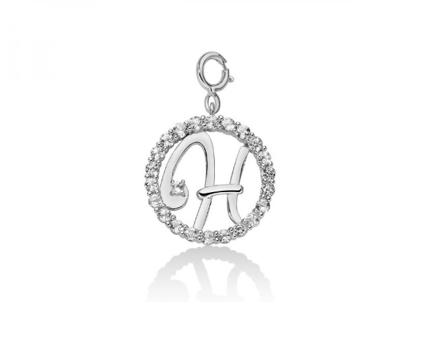 Pendente "H" Donna MILUNA collezione Lettere Topazi Bianchi _PFD857-H