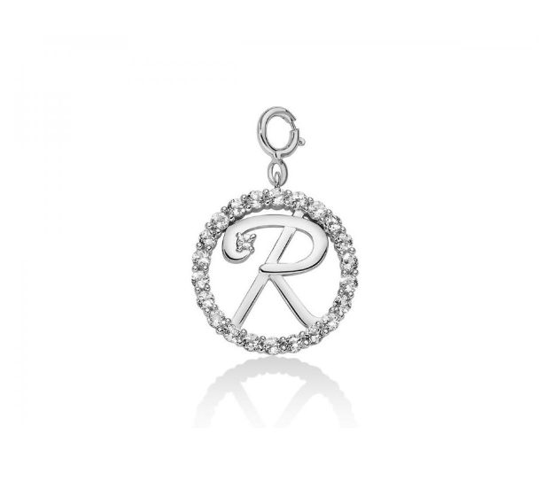 Pendente "C" Donna MILUNA collezione Lettere Topazi Bianchi _PFD857-R