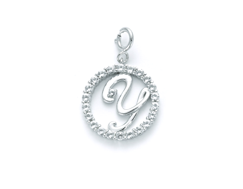 Pendente "Y" Donna MILUNA collezione Lettere Topazi Bianchi _PFD857-Y
