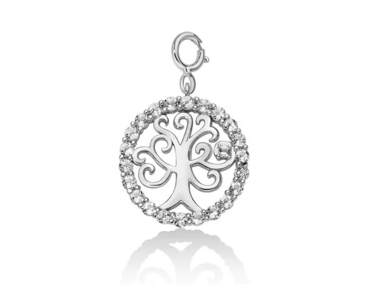 Pendente Albero della Vita Donna MILUNA collezione Lettere Topazi Bianchi _PFD858