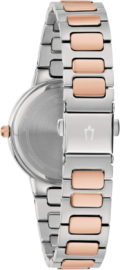 Orologio Bulova Donna Acciaio Argentato e Oro Rosa Solo Tempo _98L327