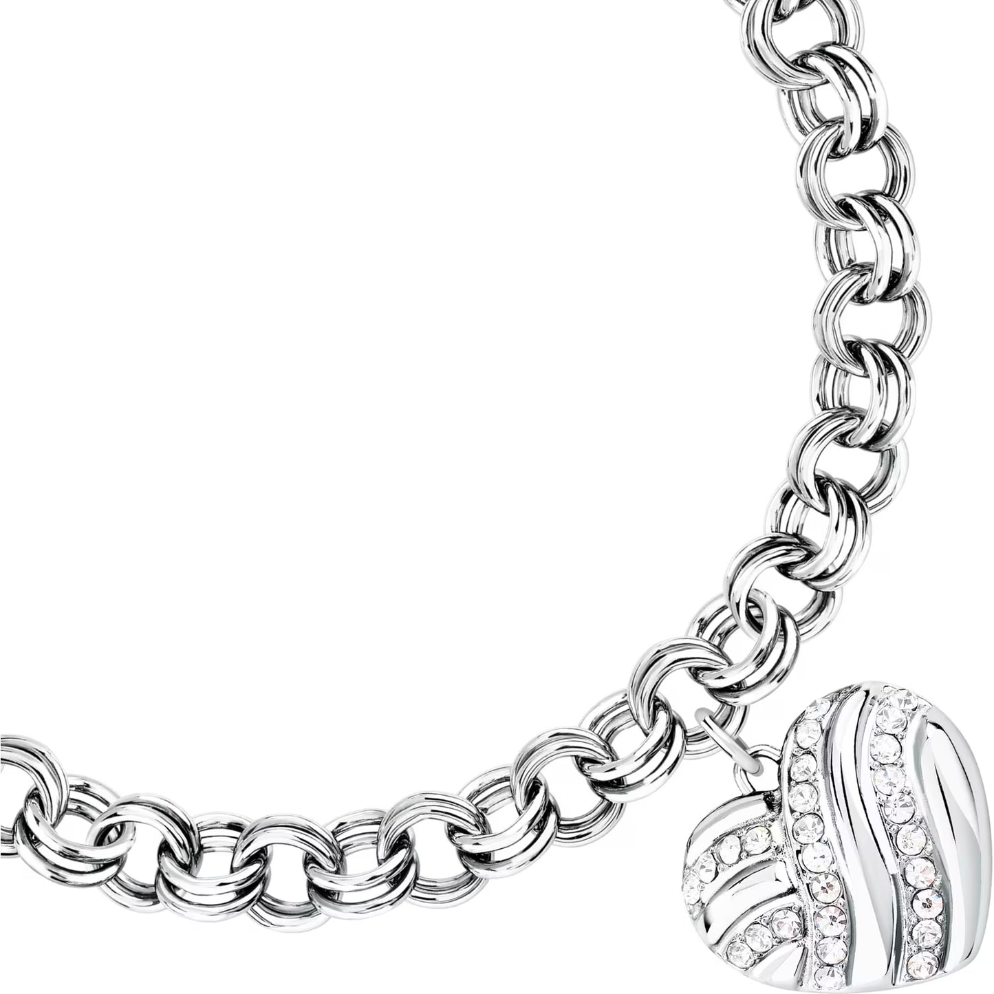 Morellato Damenarmband aus silbernem Stahl mit Kugeln und goldenem Schmetterlingsanhänger _SAUN35 