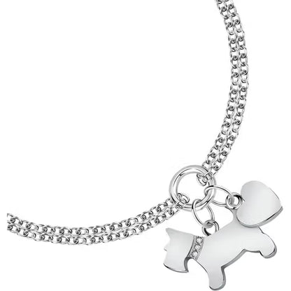 Morellato Damen-Armband aus Stahl, Silber, Maskottchen Hund, Kristalle, Doppelkette, SAVL14 