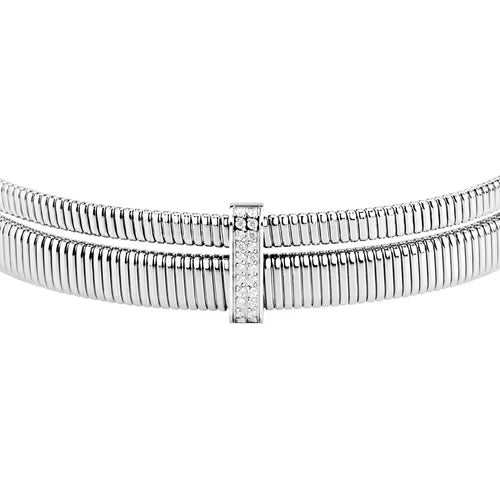 Morellato Damenarmband aus silbernem Stahl mit Kugeln und goldenem Schmetterlingsanhänger _SAUN35 