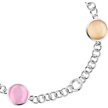 Morellato Damenarmband aus silbernem Stahl mit Kugeln und goldenem Schmetterlingsanhänger _SAUN35 