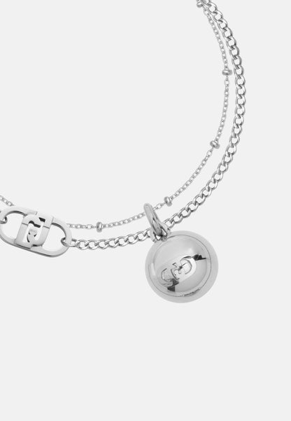 Bracciale Liu Jo Donna Acciaio Silver Doppio Filo Finale Sfera _LJ3040