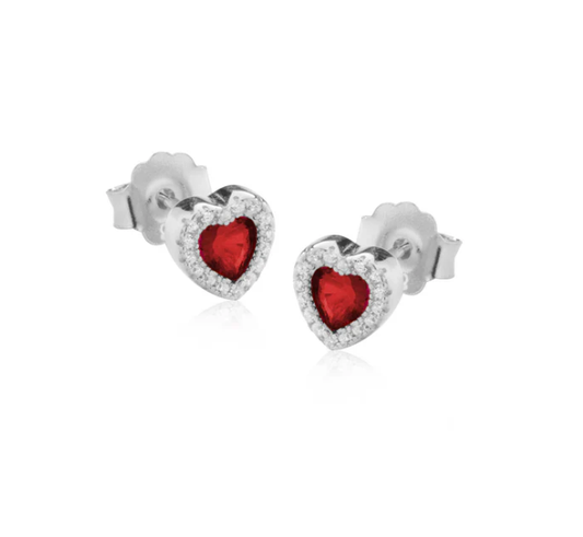 Le Scritte dell'amore Ohrringe für Damen, 925 Silber, rotes Herz, 7 mm _LSOR04 