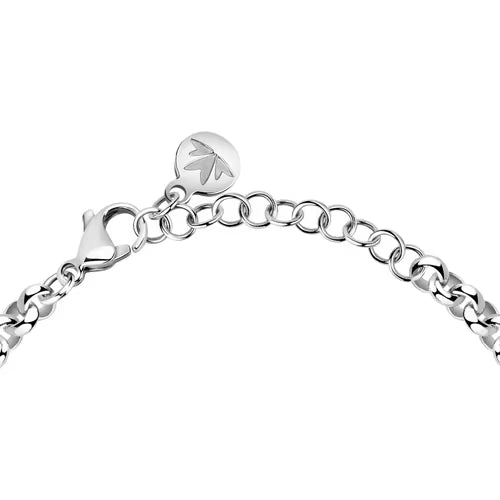 Morellato Damenarmband aus silbernem Stahl mit Kugeln und goldenem Schmetterlingsanhänger _SAUN35 