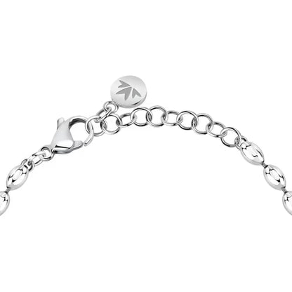 Morellato Damenarmband aus silbernem Stahl mit Kugeln und goldenem Schmetterlingsanhänger _SAUN35 