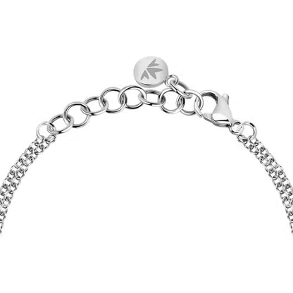 Morellato Damen-Armband aus Stahl, Silber, Maskottchen Hund, Kristalle, Doppelkette, SAVL14 