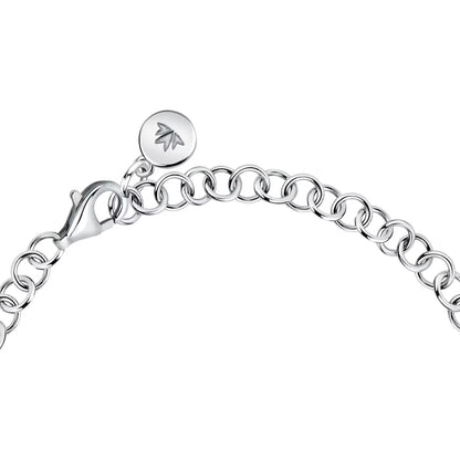 Morellato Damenarmband aus silbernem Stahl mit Kugeln und goldenem Schmetterlingsanhänger _SAUN35 