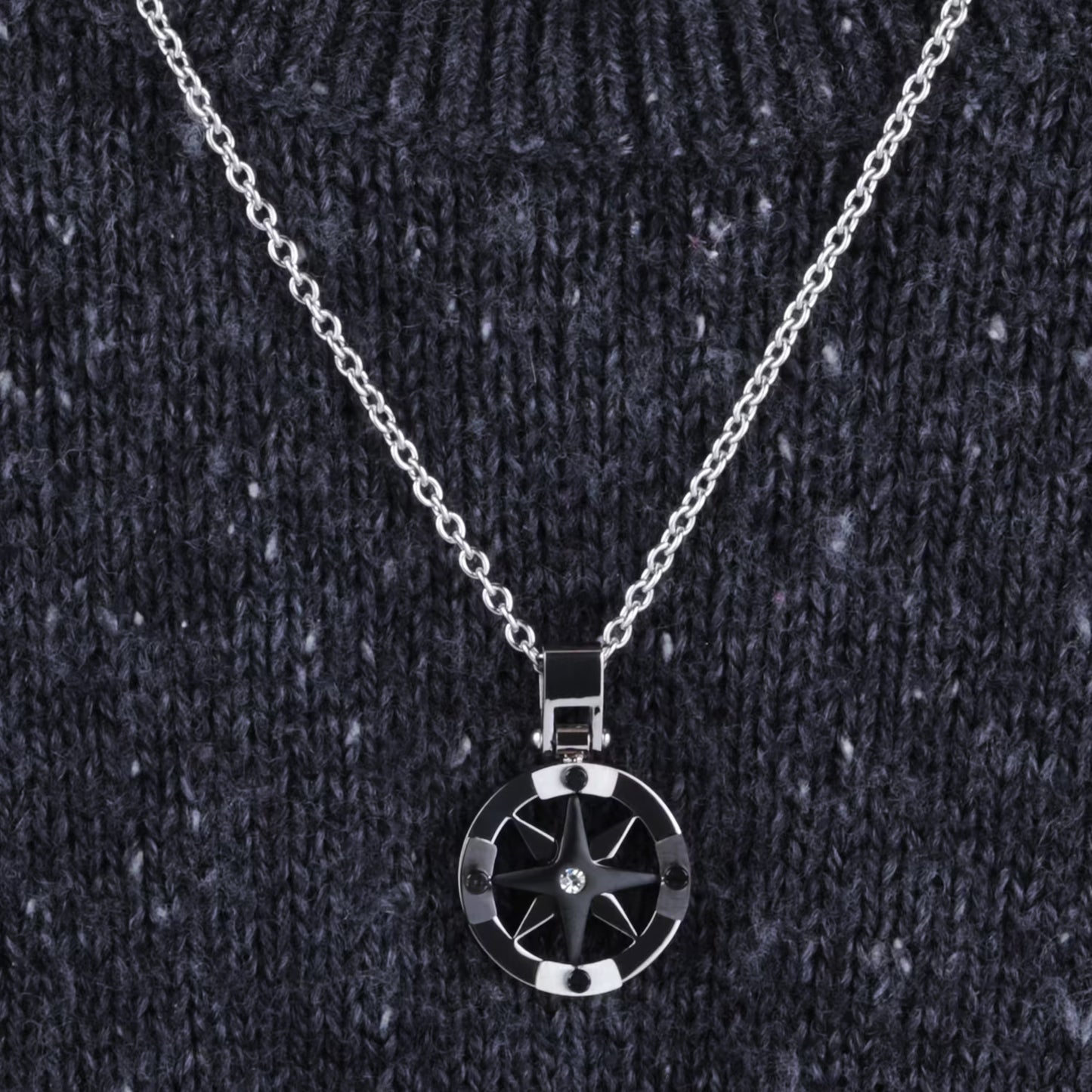 Collana Sector Uomo Acciaio Marine Silver Rosa dei Venti _SADQ01