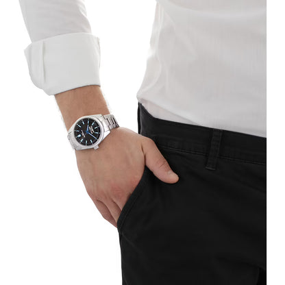 Orologio Uomo Sector 240 Acciaio Argentato Quadrante Nero Elementi Blu _R3253476001