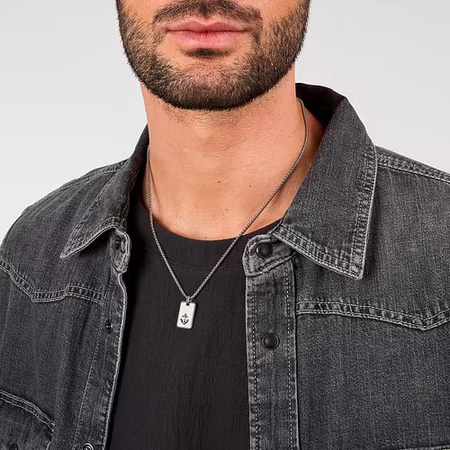 Collana Sector Uomo Acciaio Mrine Placchetta Ancora _SAGJ36