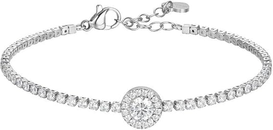 Bracciale Luca Barra Donna Acciaio Tennis Cristalli e Zircone Bianco _BK2930