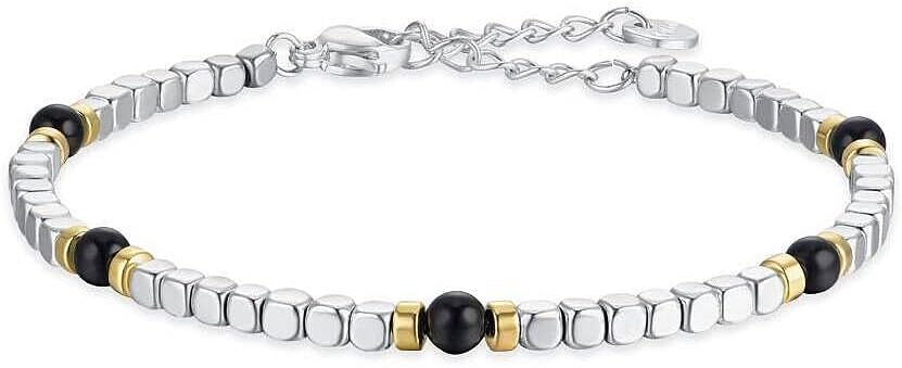 Bracciale Luca Barra Acciaio IP Silver Elemento IP Oro e nero _BA1504