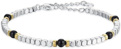 Bracciale Luca Barra Acciaio IP Silver Elemento IP Oro e nero _BA1504