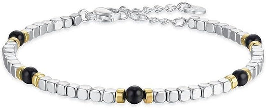 Bracciale Luca Barra Acciaio IP Silver Elemento IP Oro e nero _BA1504