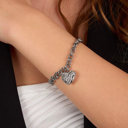 Morellato Damenarmband aus silbernem Stahl mit Kugeln und goldenem Schmetterlingsanhänger _SAUN35 