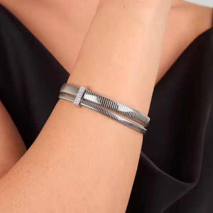 Morellato Damenarmband aus silbernem Stahl mit Kugeln und goldenem Schmetterlingsanhänger _SAUN35 