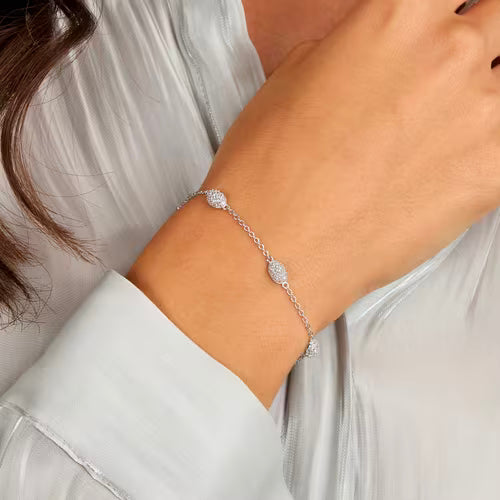 Morellato Damenarmband aus silbernem Stahl mit Kugeln und goldenem Schmetterlingsanhänger _SAUN35 