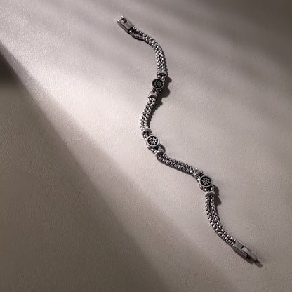 Bracciale Sector Uomo Acciaio Silver Marine Smalto Nero Timone _SADQ34