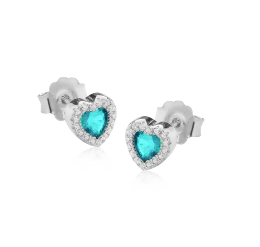 The Writings of Love Ohrringe für Damen, 925 Silber, blaues Herz, 7 mm _LSOR10 