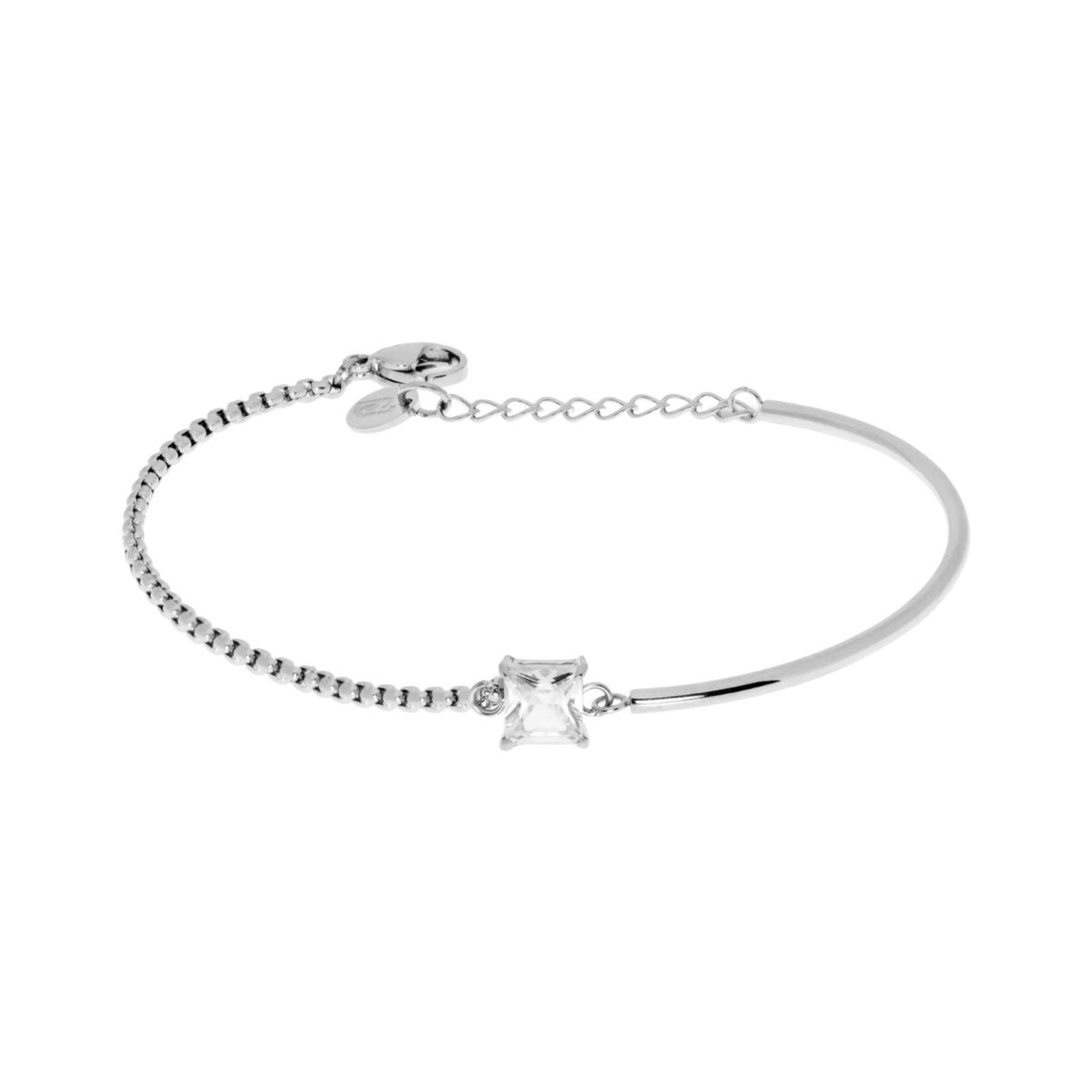 Bracciale Liu Jo Donna Acciaio Metà Rigido Metà Catena Zircone Centrale _LJ2536
