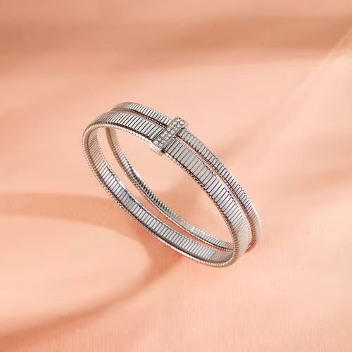 Morellato Damenarmband aus silbernem Stahl mit Kugeln und goldenem Schmetterlingsanhänger _SAUN35 