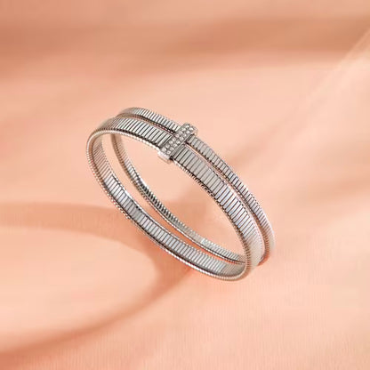 Morellato Damenarmband aus silbernem Stahl mit Kugeln und goldenem Schmetterlingsanhänger _SAUN35 