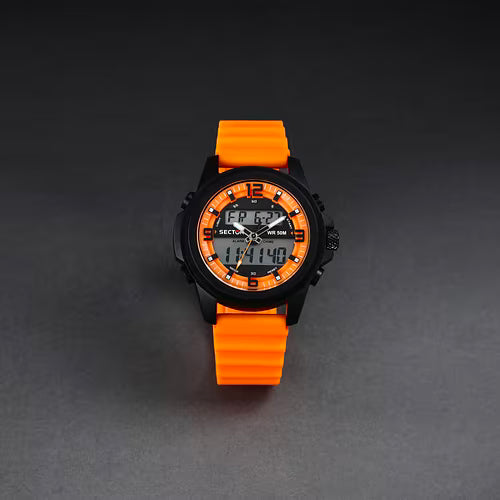 Orologio Sector Ex 48 Uomo Analogico-Digitale Cinturino Plastica Arancione Nero_R3251302002
