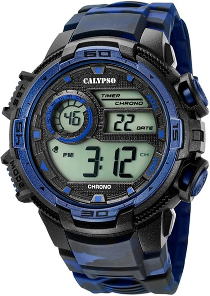 Orologio CALYPSO Uomo Digitale Gomma Mimetico Nero Blu _K5723-1