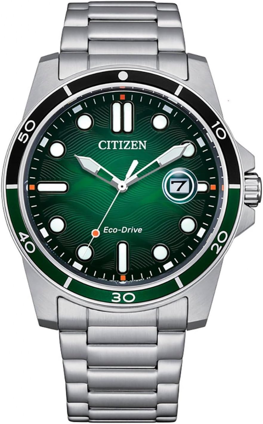 Orologio Citizen Uomo Eco Drive Quadrante Verde Indicatore Giorno _AW1811-82X