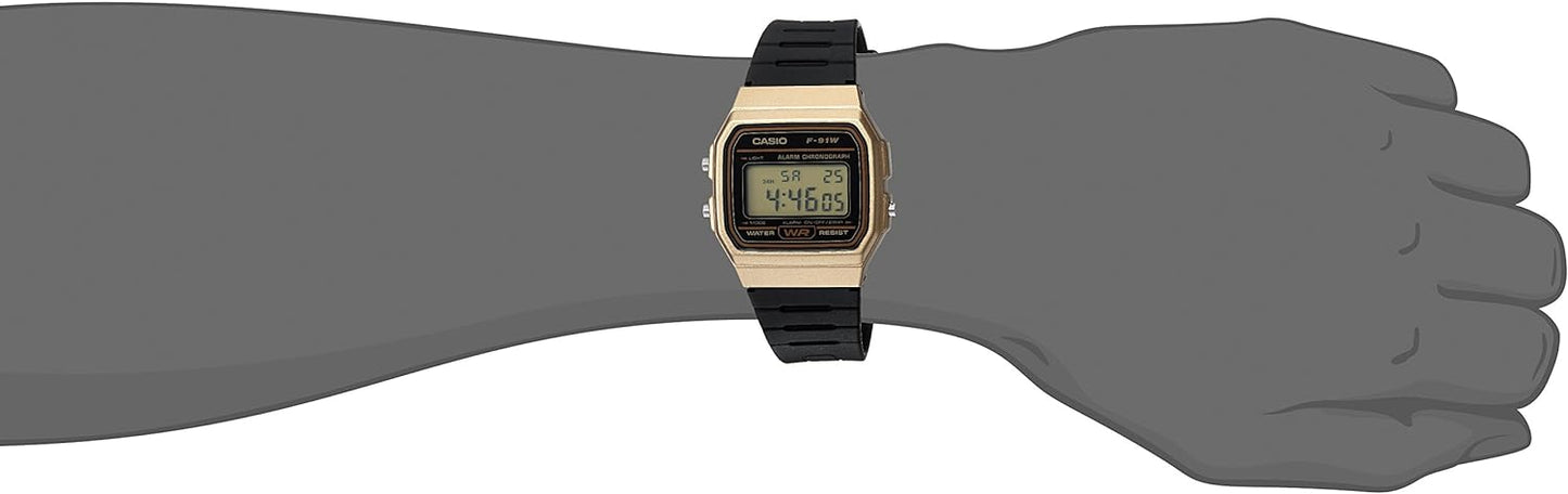 Orologio Casio Uomo Digitale Quarzo Cinturino Resina Nero Cassa Oro _F-91WM-9AVEF