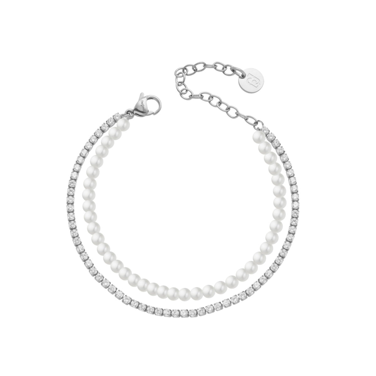 Bracciale Liu Jo Donna Acciaio Silver Multifilo Tennis e Perle _LJ3025