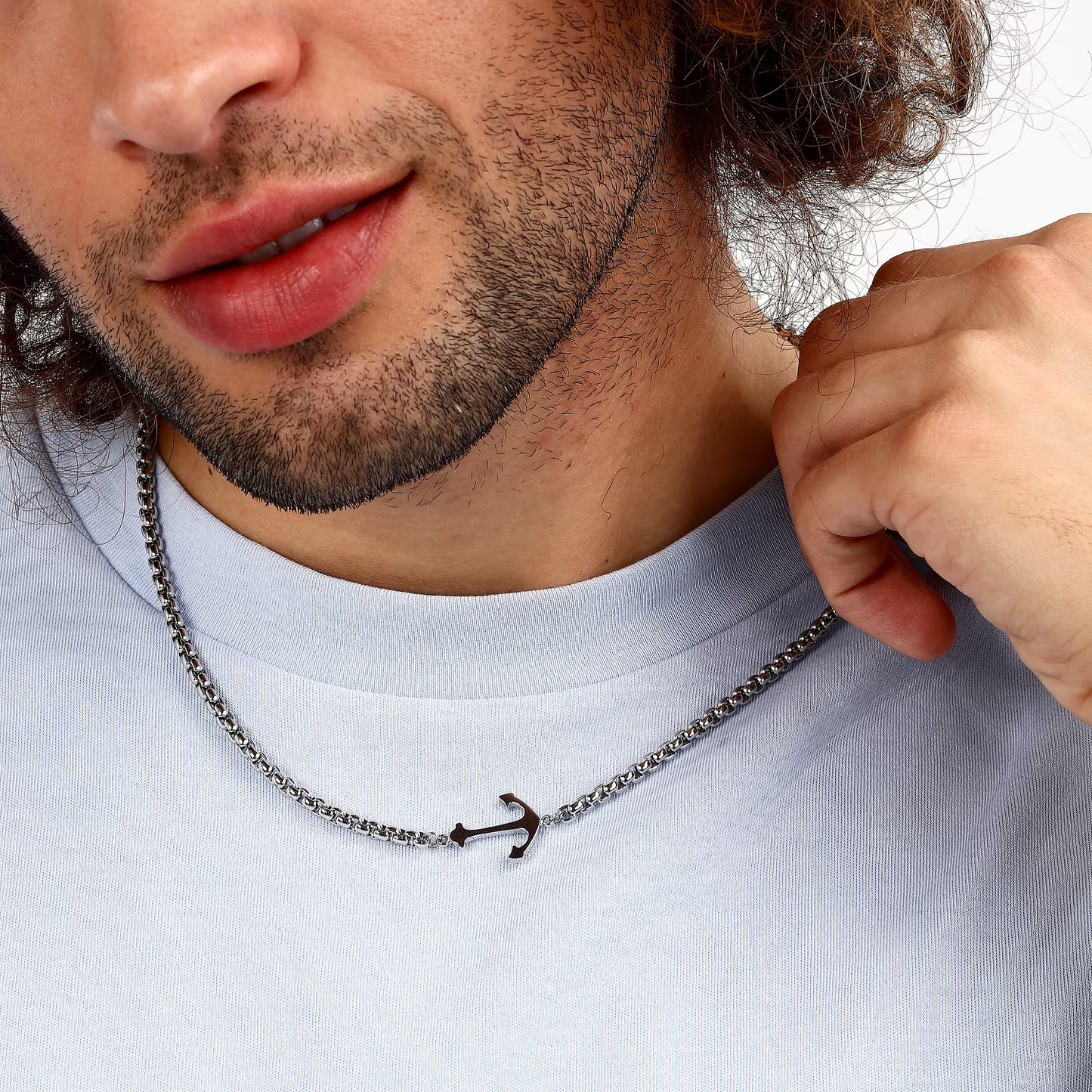 Collana Sector Uomo Acciaio Marine Silver Ancora _SAGJ30