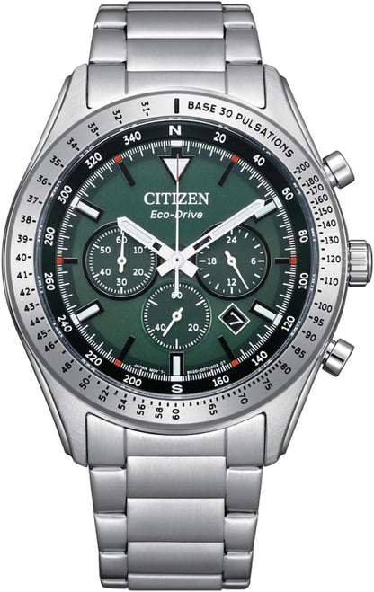 Orologio Citizen Uomo Eco Drive Acciaio Quadrante Verde Cronografo _CA4600-89X