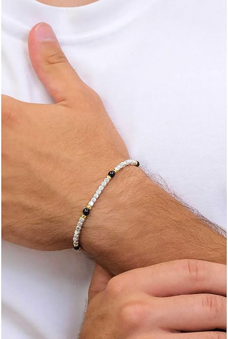 Bracciale Luca Barra Acciaio IP Silver Elemento IP Oro e nero _BA1504