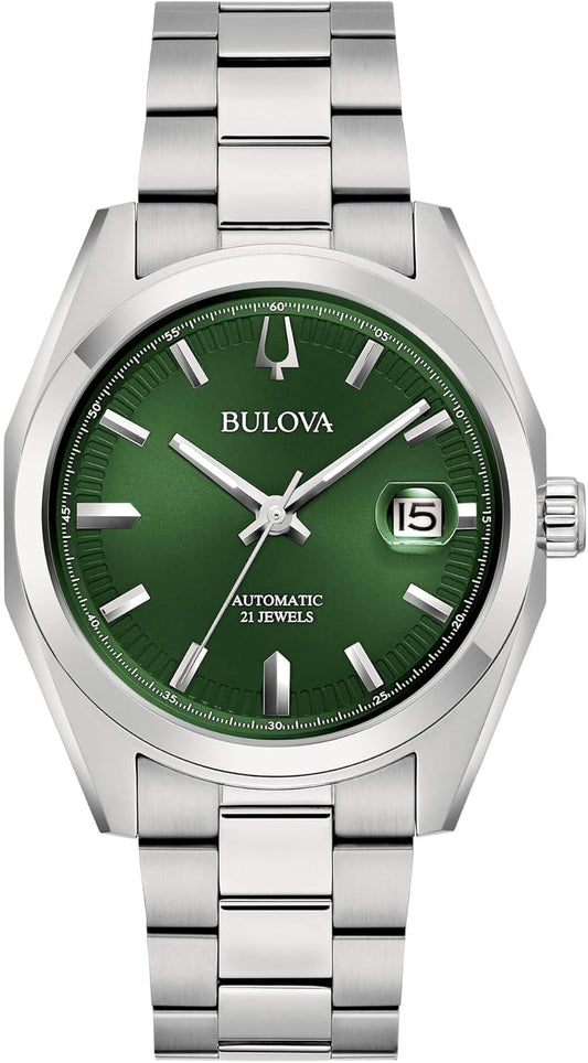 Orologio Uomo Bulova Surveyor Automatico Acciaio Quadrante Verde _96B429