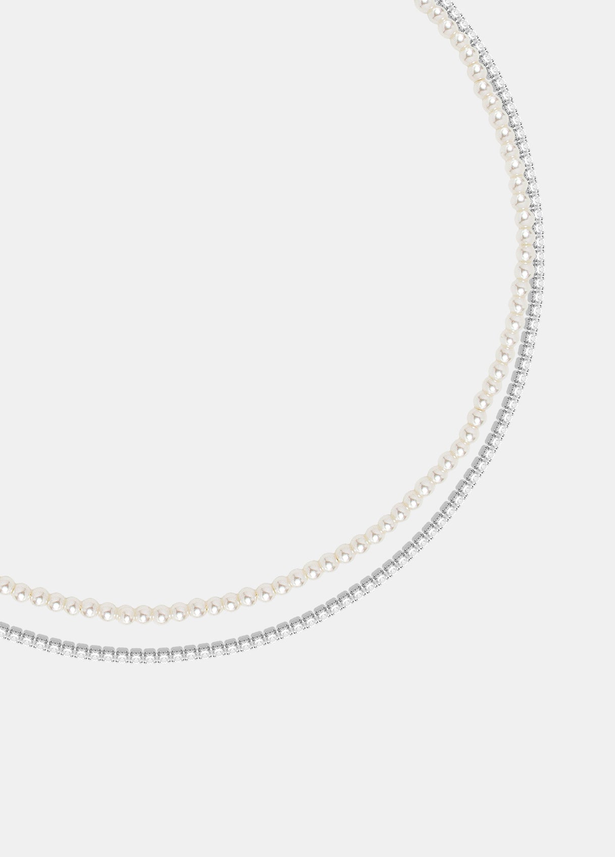 Collana Liu Jo Donna Acciaio Silver Multifilo perle e Cristalli _LJ3034