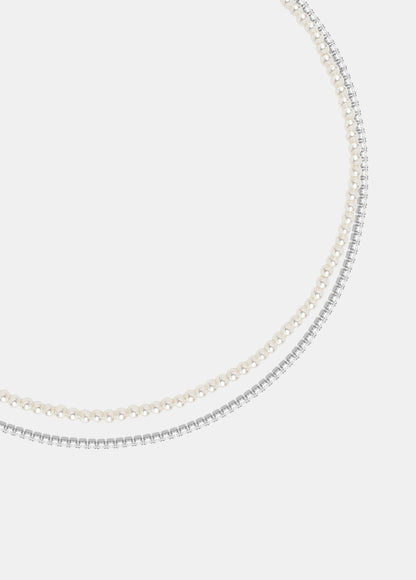 Collana Liu Jo Donna Acciaio Silver Multifilo perle e Cristalli _LJ3034