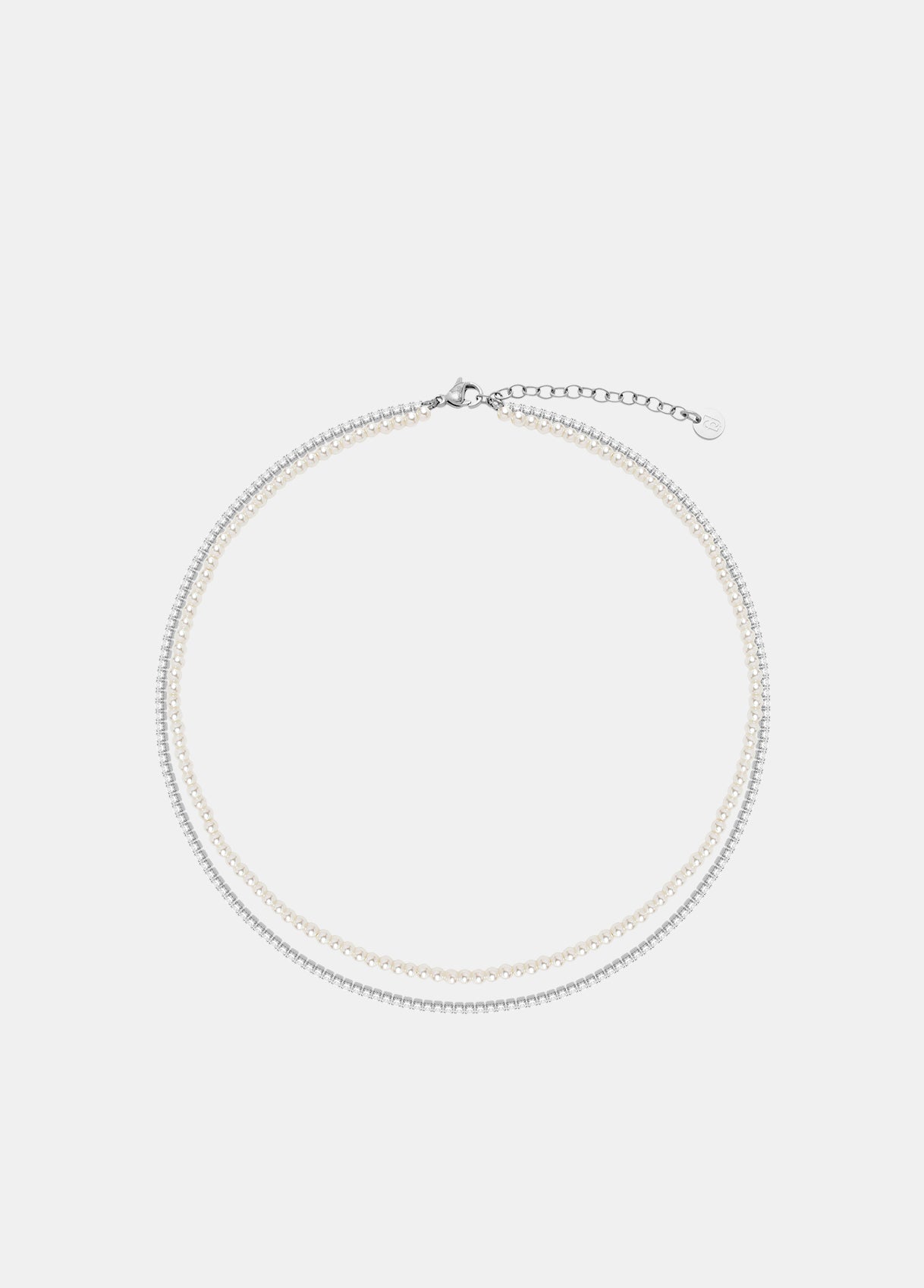 Collana Liu Jo Donna Acciaio Silver Multifilo perle e Cristalli _LJ3034