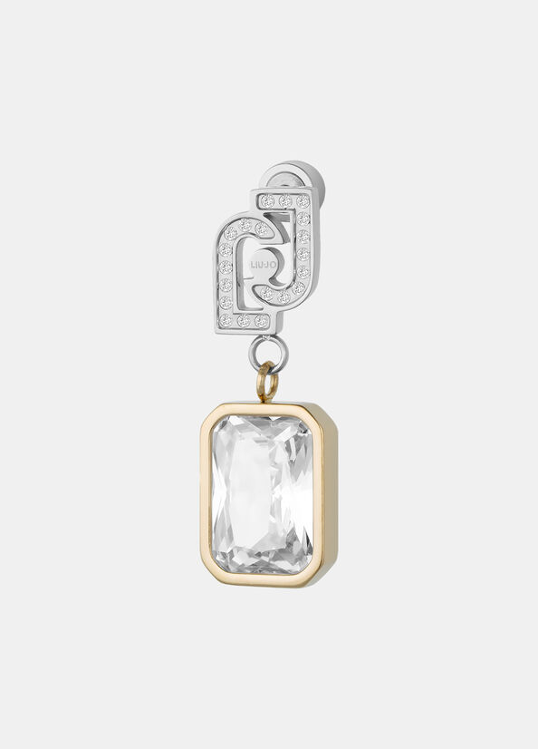 Orecchini LIU JO Donna Acciaio Silver Logo Pendenti Cristalli _LJ3093