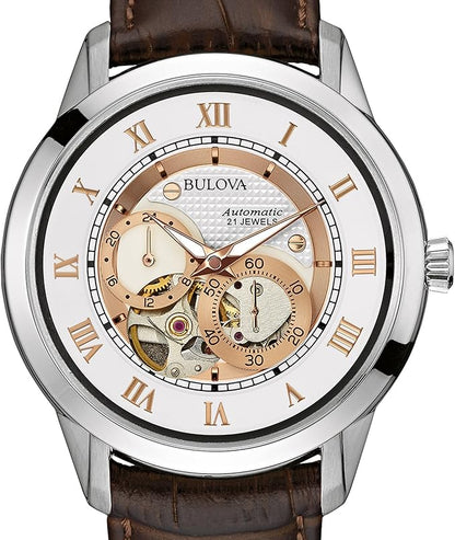Orologio Bulova Uomo Sutton Automatic Pelle Marrone _96A172