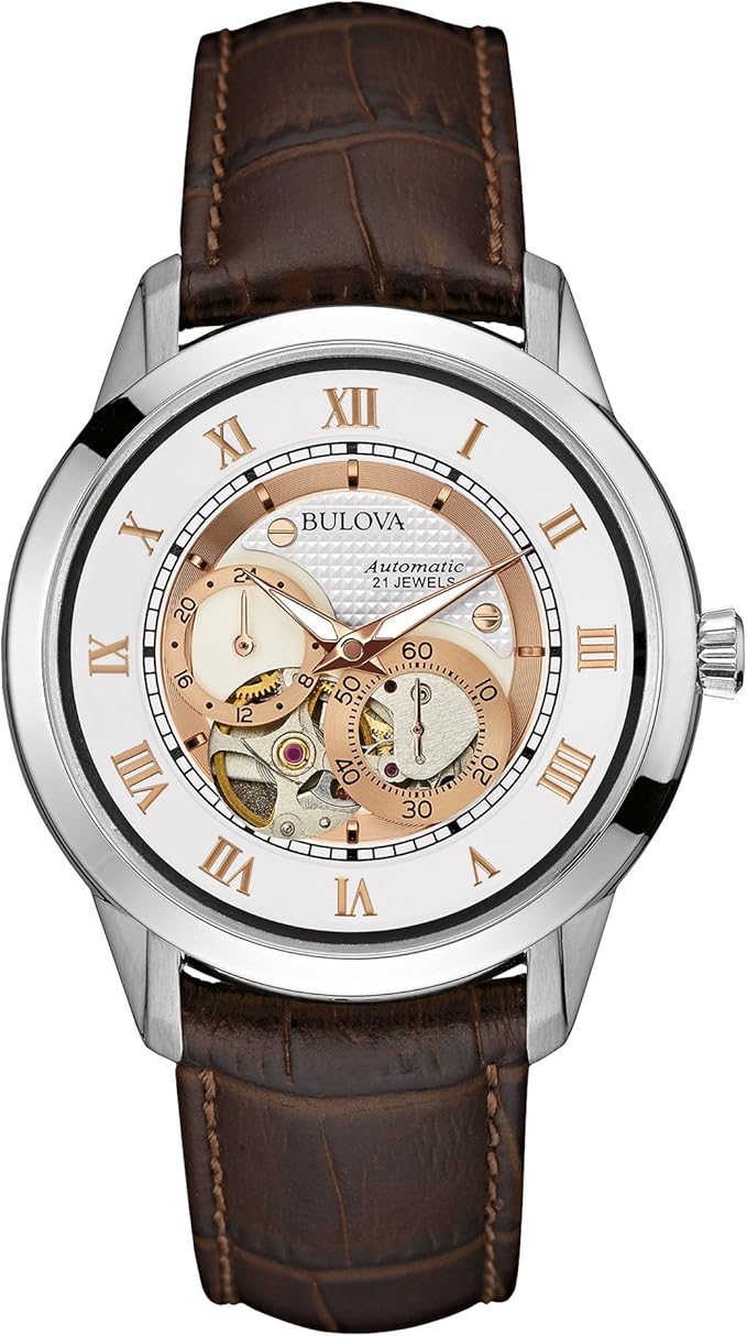 Orologio Bulova Uomo Sutton Automatic Pelle Marrone _96A172