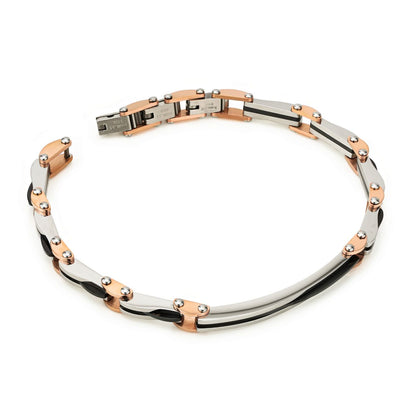 Bracciale Boccadamo Uomo Acciaio Placcate Oro Rosa E PVD Nero _ABR735B