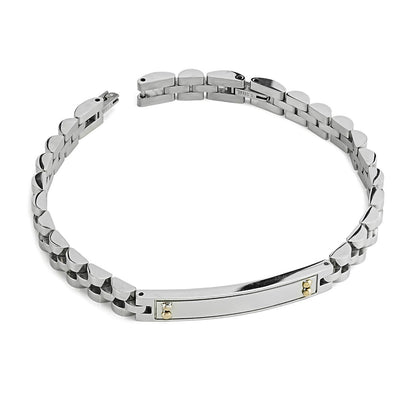 Boccadamo Herrenarmband aus Silber und schwarzem Stahl mit Zirkonia _ABR721 