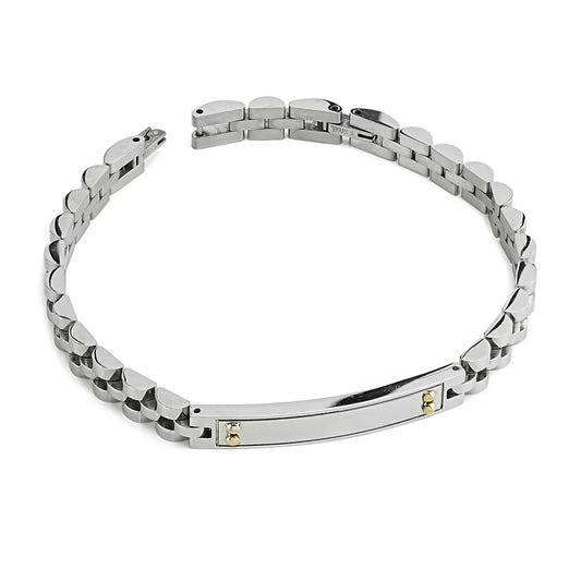 Boccadamo Herrenarmband aus Silber und schwarzem Stahl mit Zirkonia _ABR721 