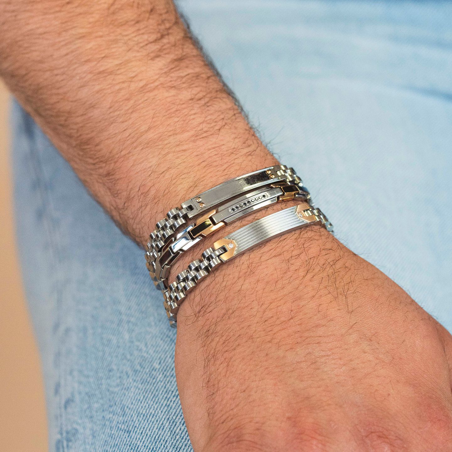 Boccadamo Herrenarmband aus Silber und schwarzem Stahl mit Zirkonia _ABR721 