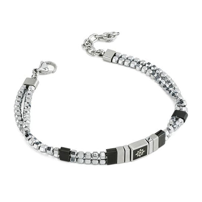 Bracciale Boccadamo Uomo Acciaio Silver Maglia Cubica e Centrale Rosa Dei Venti _ABR744B